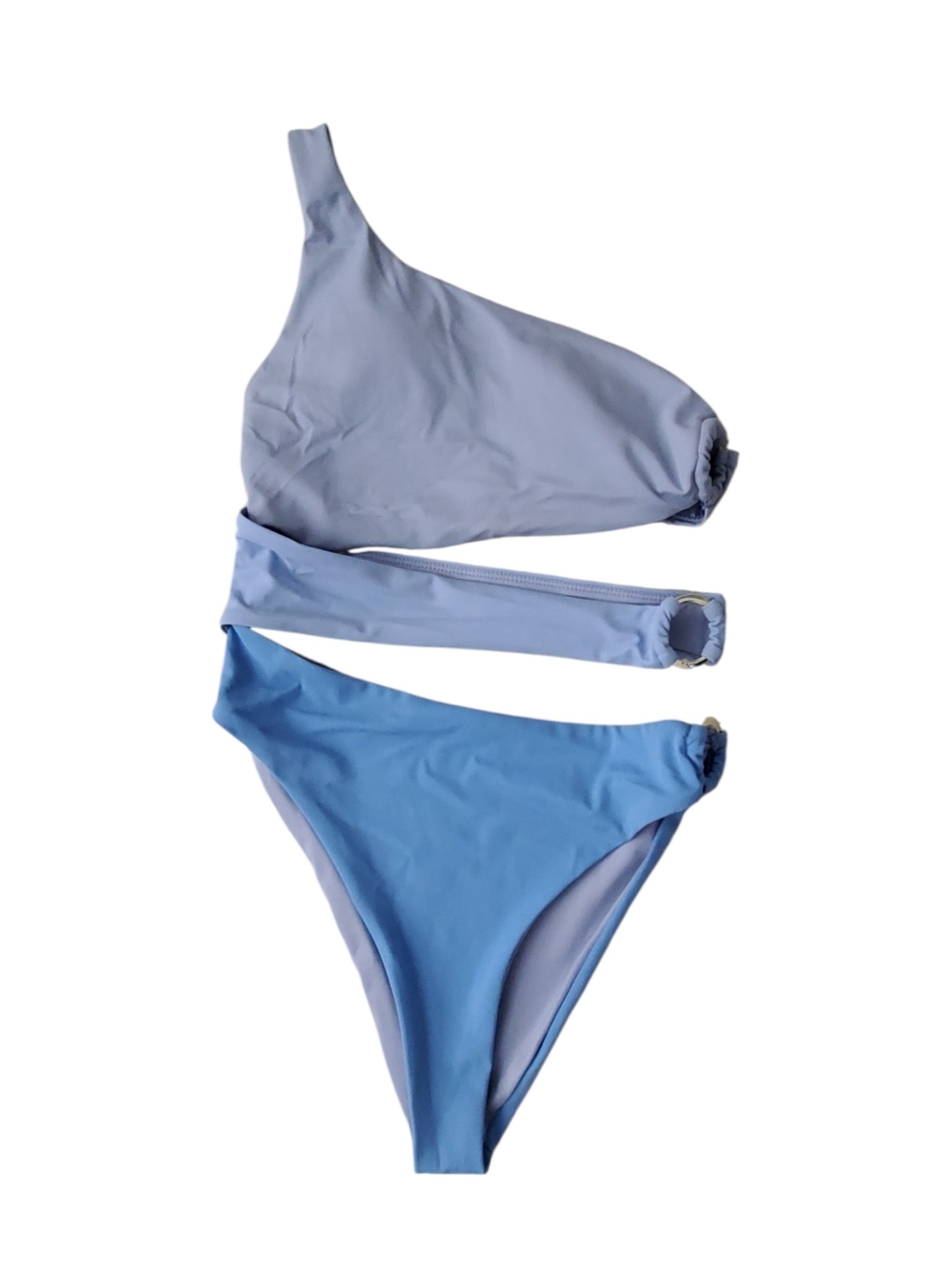 Altar'd State Two-Tone Light Blue and Cornflower Blue One-Shoulder Bikini
